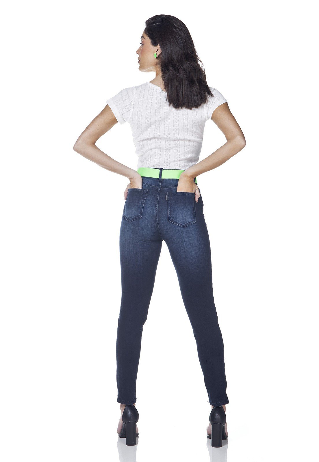 dz3153 calca jeans skinny cigarrete com cinto denim zero costas