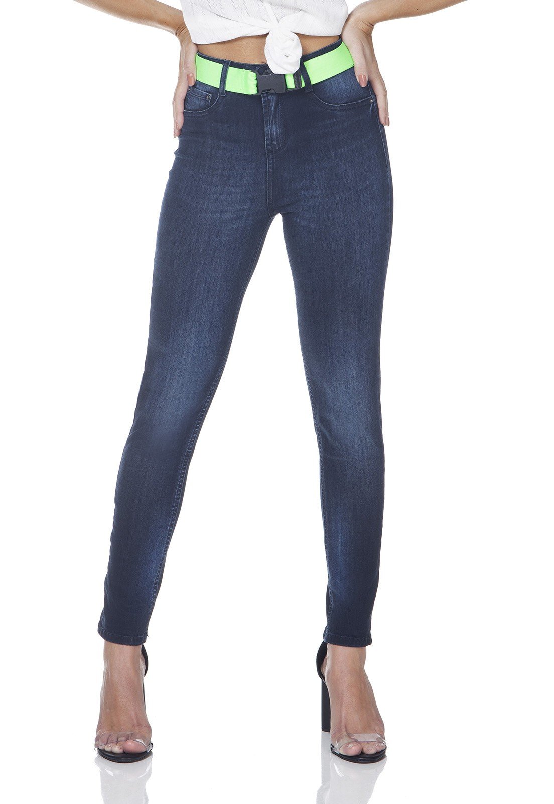 dz3153 calca jeans skinny cigarrete com cinto denim zero frente prox