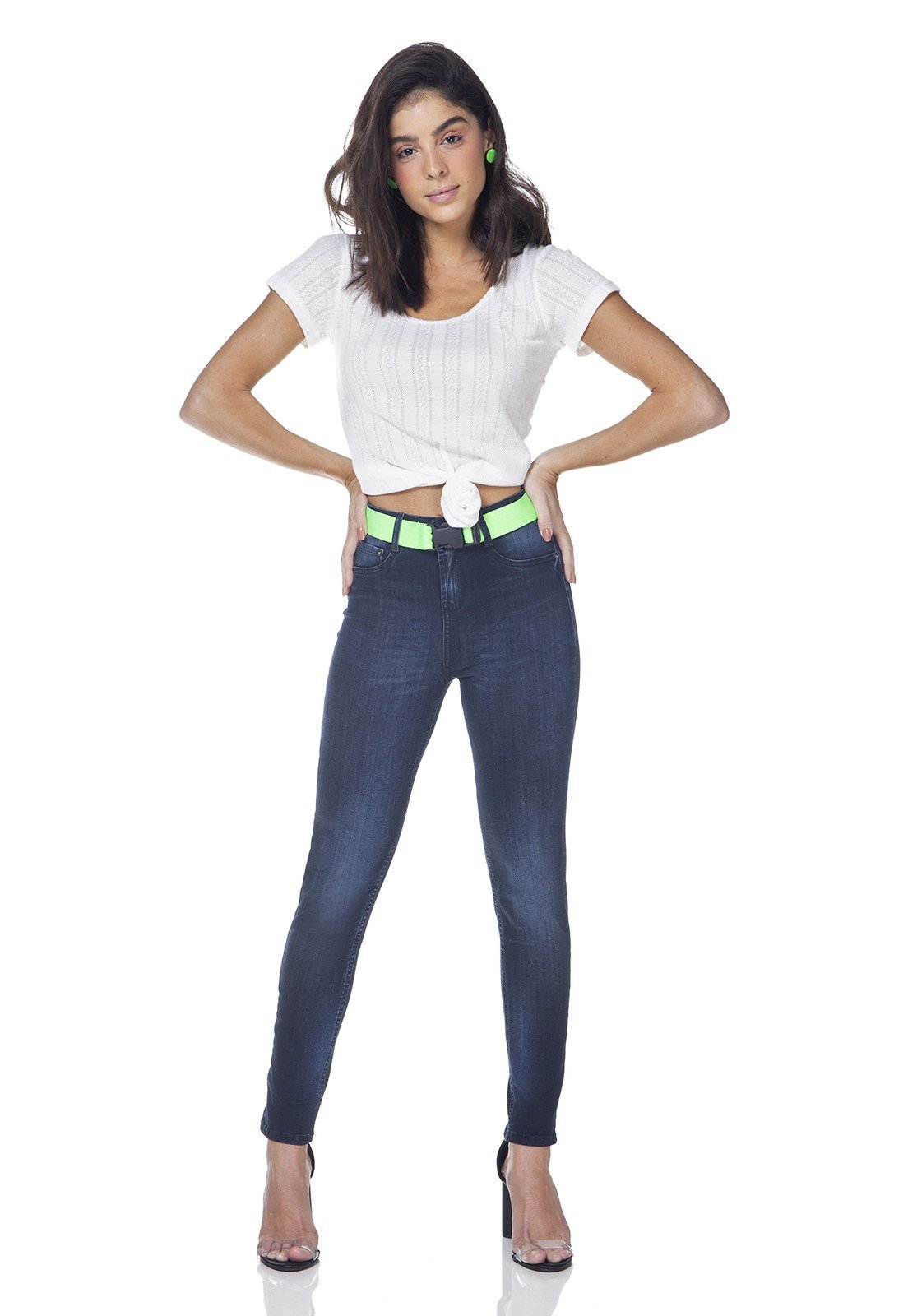 dz3153 calca jeans skinny cigarrete com cinto denim zero frente