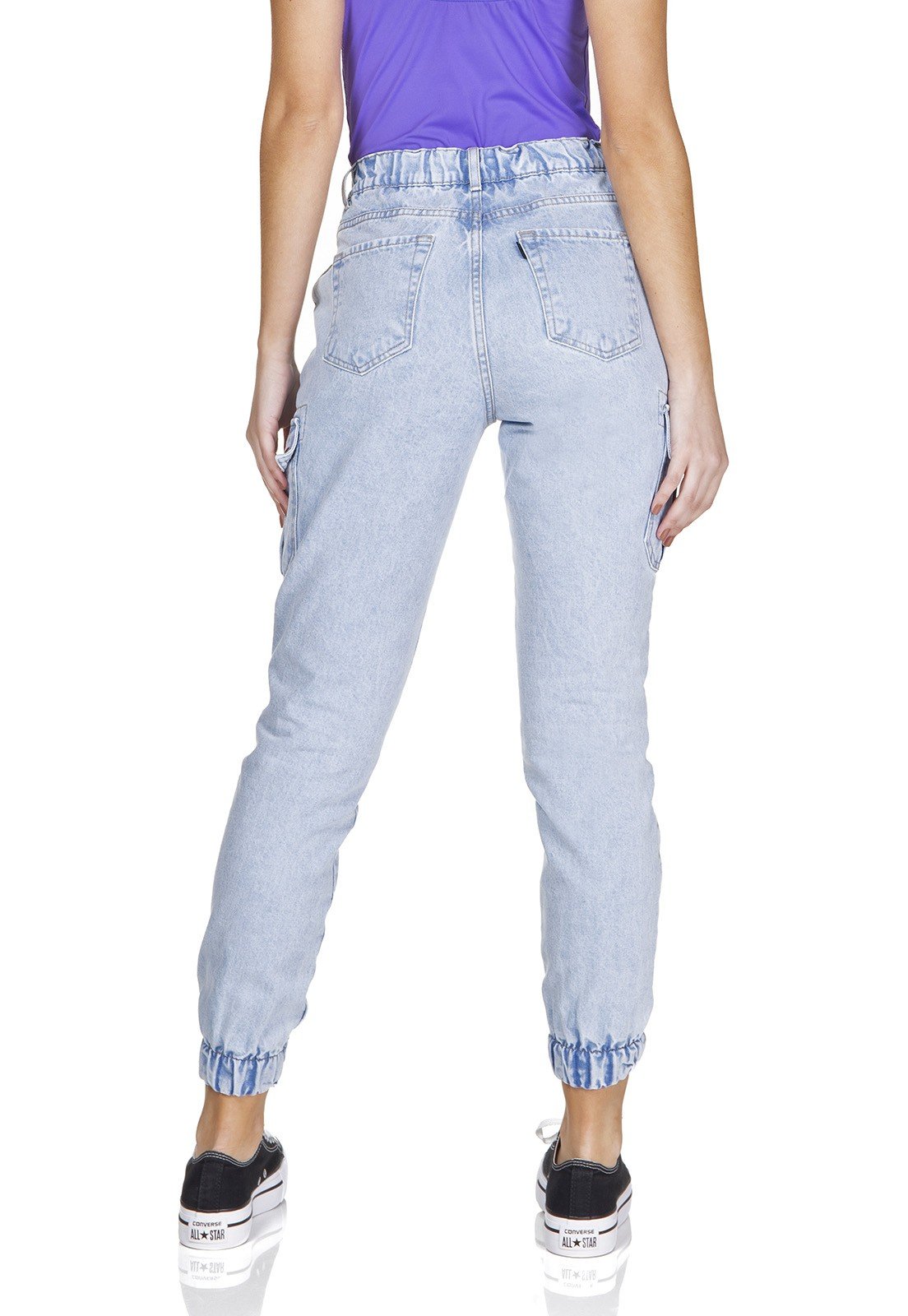 dz3237 calca jeans mom com bolsos laterais denim zero costas prox