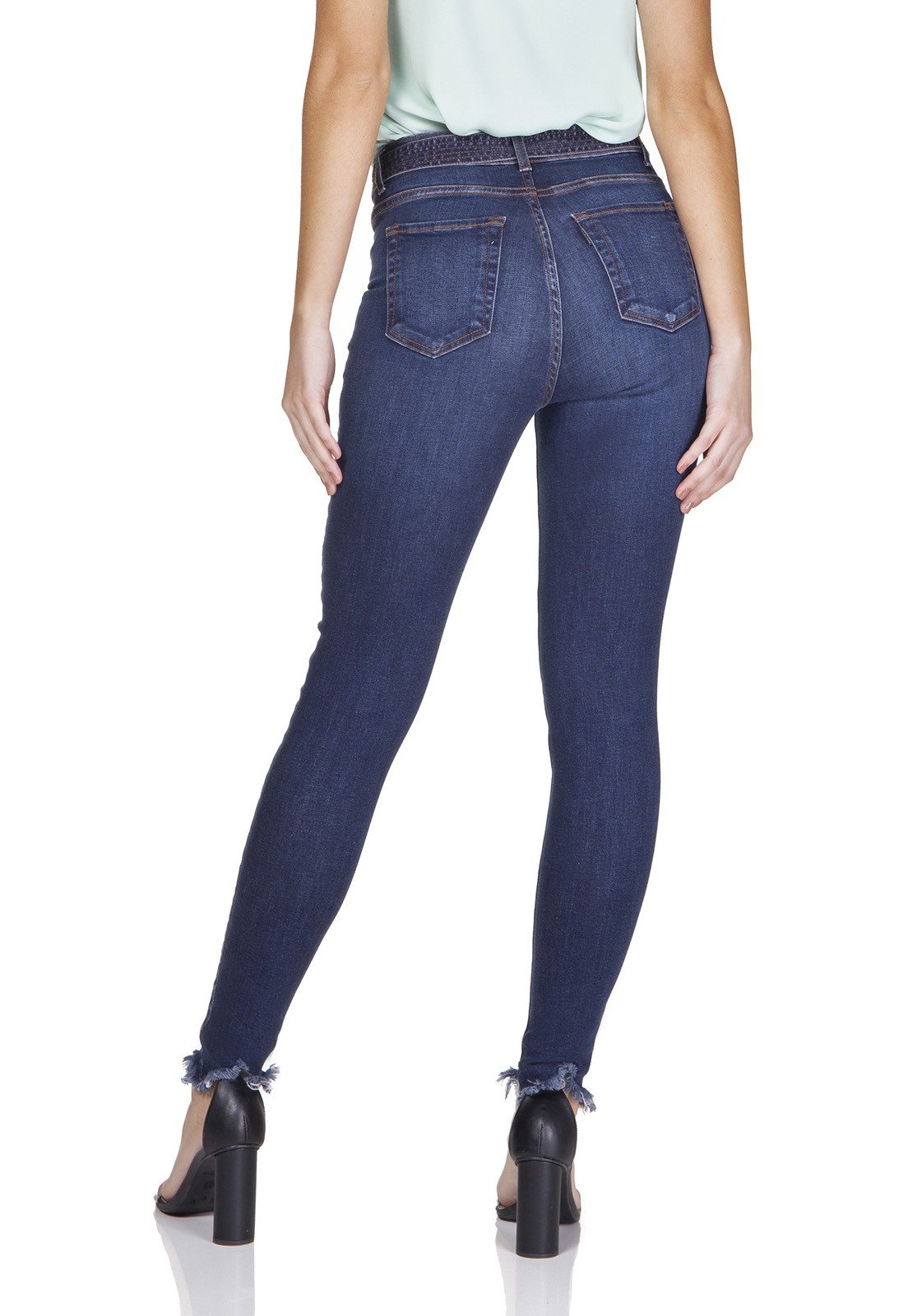 dz3198 calca jeans skinny cigarrete com cinto denim zero costas prox