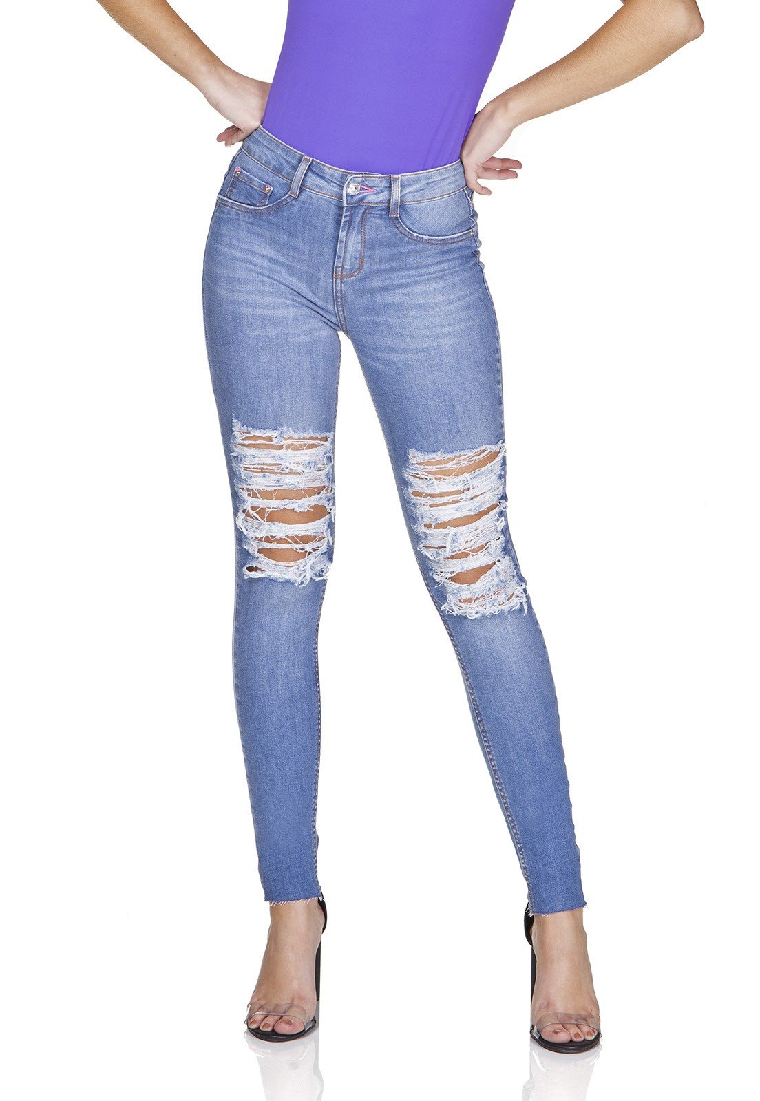 dz3189 calca jeans skinny media destroyed denim zero frente prox