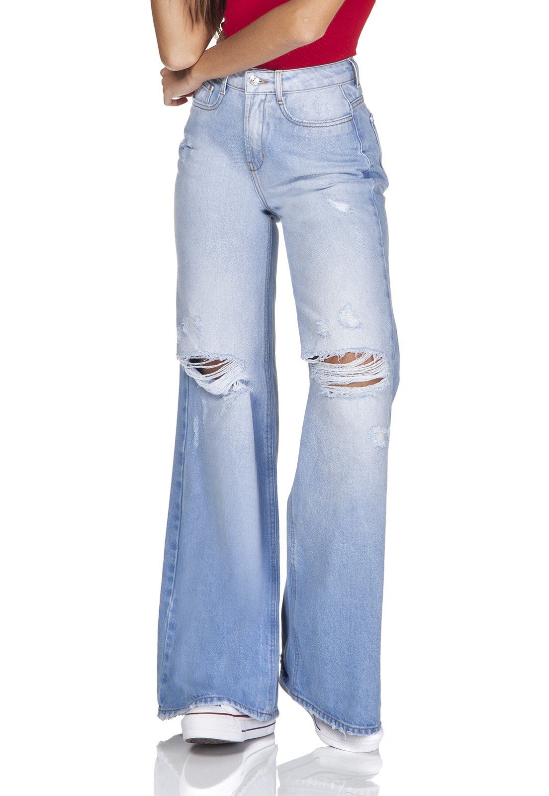dz3210 calca jeans pantalona rasgos no joelho denim zero frente prox