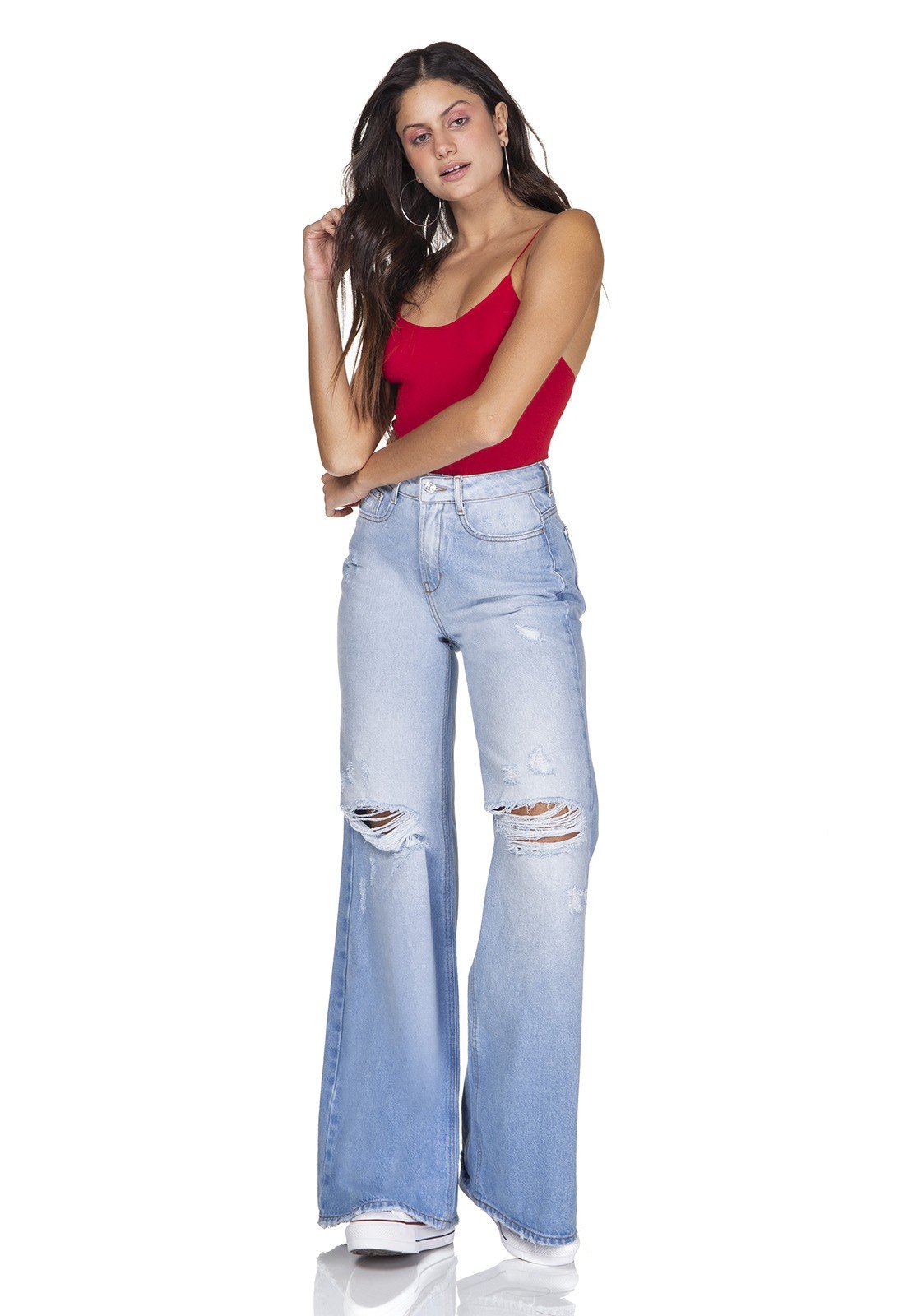dz3210 calca jeans pantalona rasgos no joelho denim zero frente