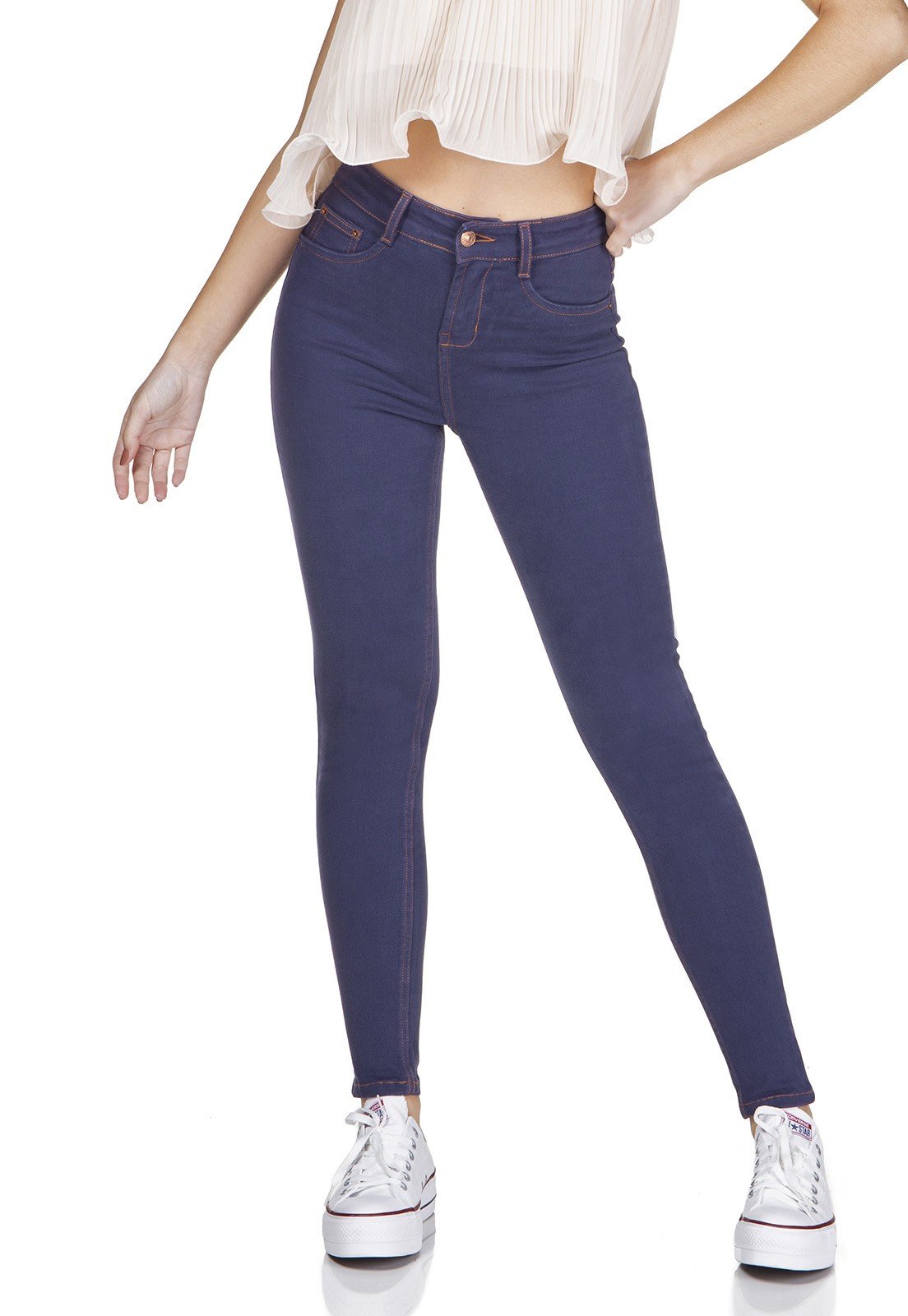 dz3213 skinny cigarrete basica marinho denim zero frente prox