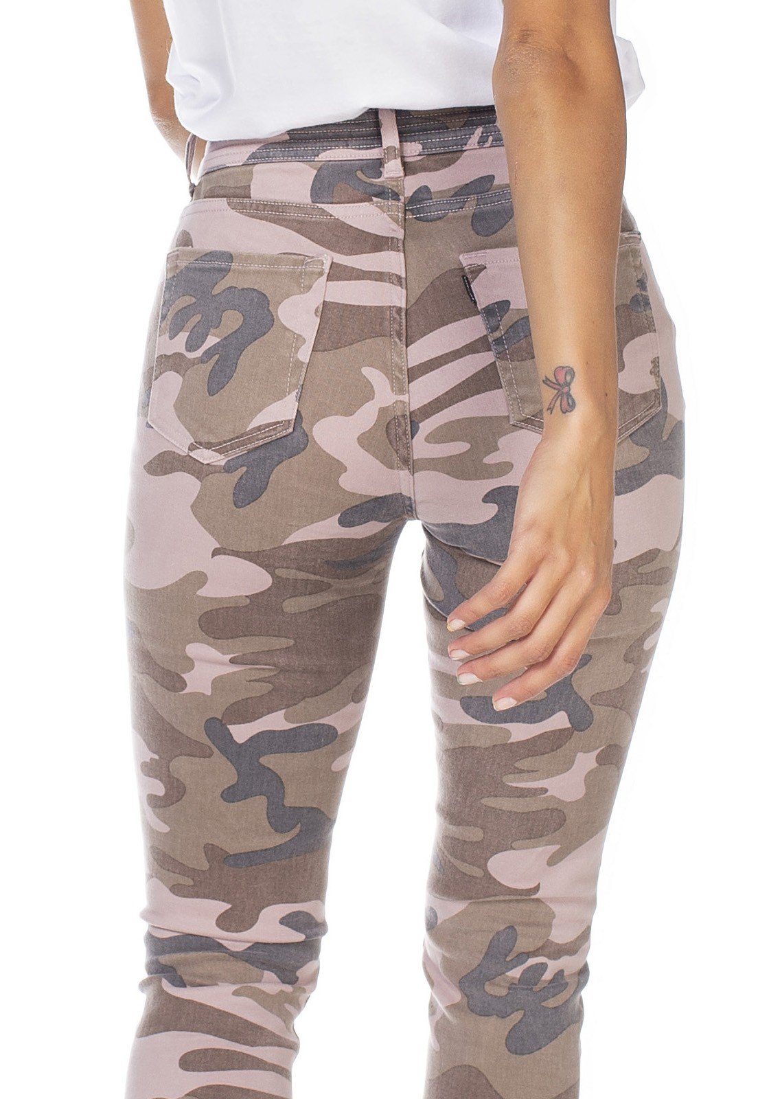 dz3195 calca jeans feminina skinny media cigarrete camuflada mist denim zero costas detalhe