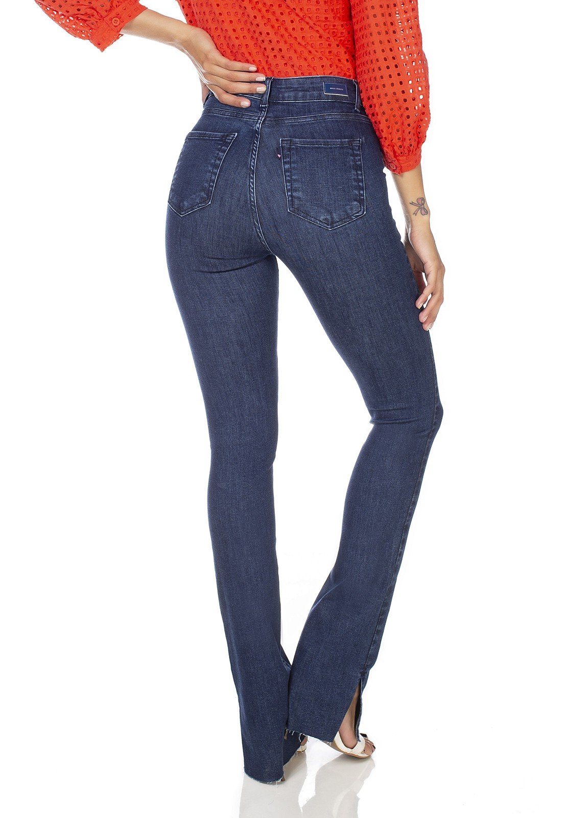 dz3230 calca jeans feminia new boot cut bolsos sobrepostos denim zero costas prox
