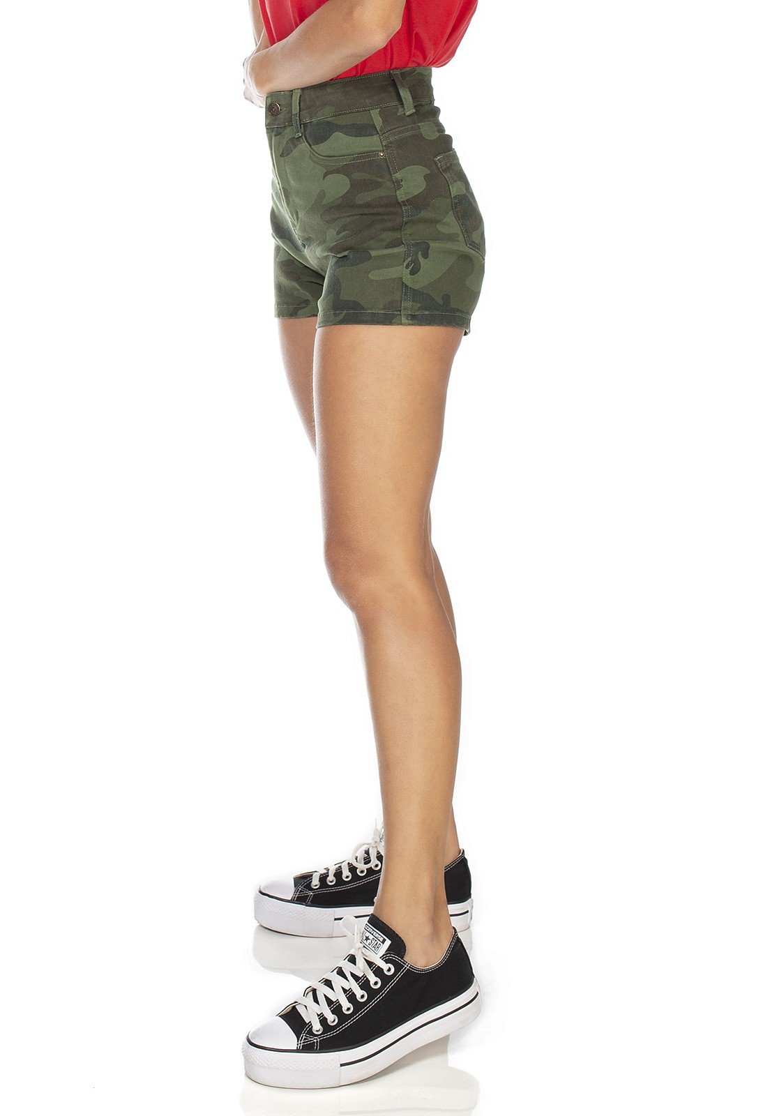 dz6354 shorts jeans feminino pin up camuflado denim zero lado prox