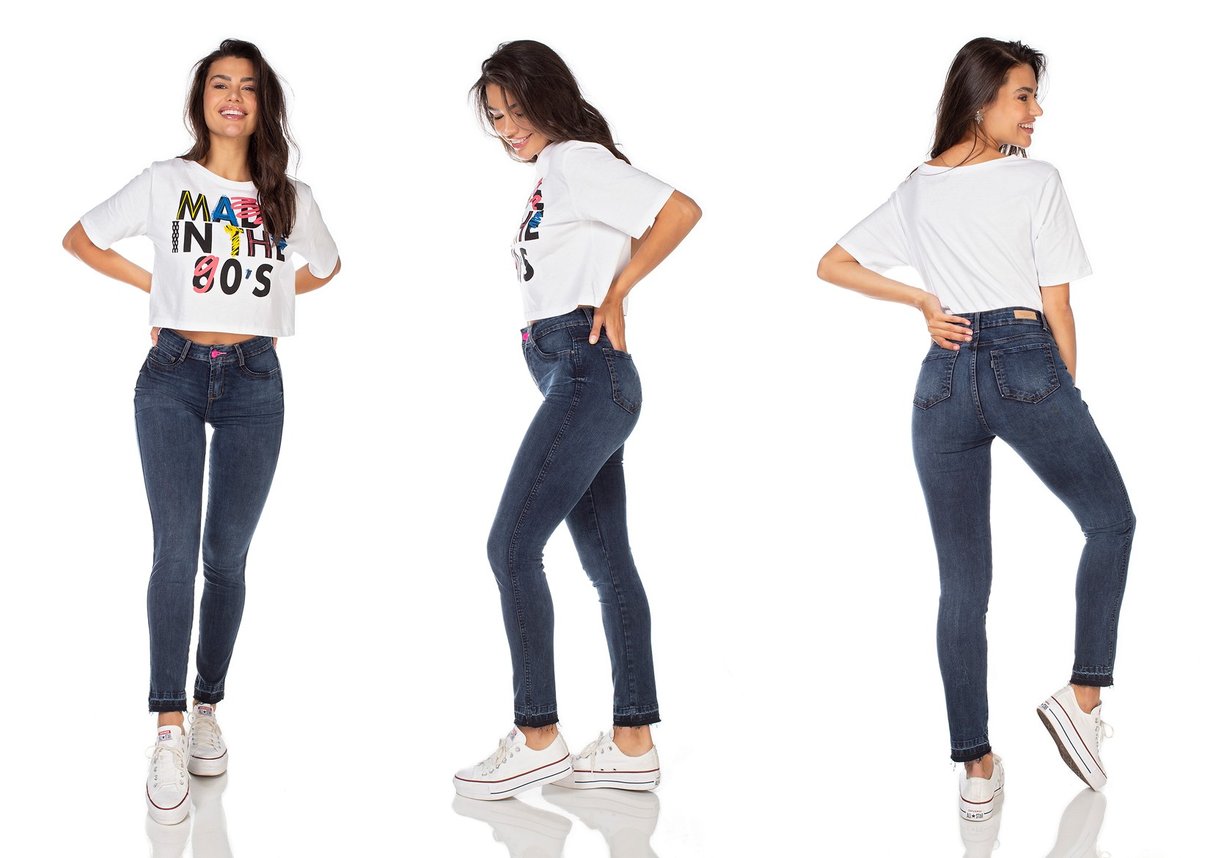 dz3222 calca jeans feminina skinny media cigarrete denim zero tripla