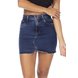 dz7125 saia jeans feminina tubinho recorte frontal denim zero frente detalhe