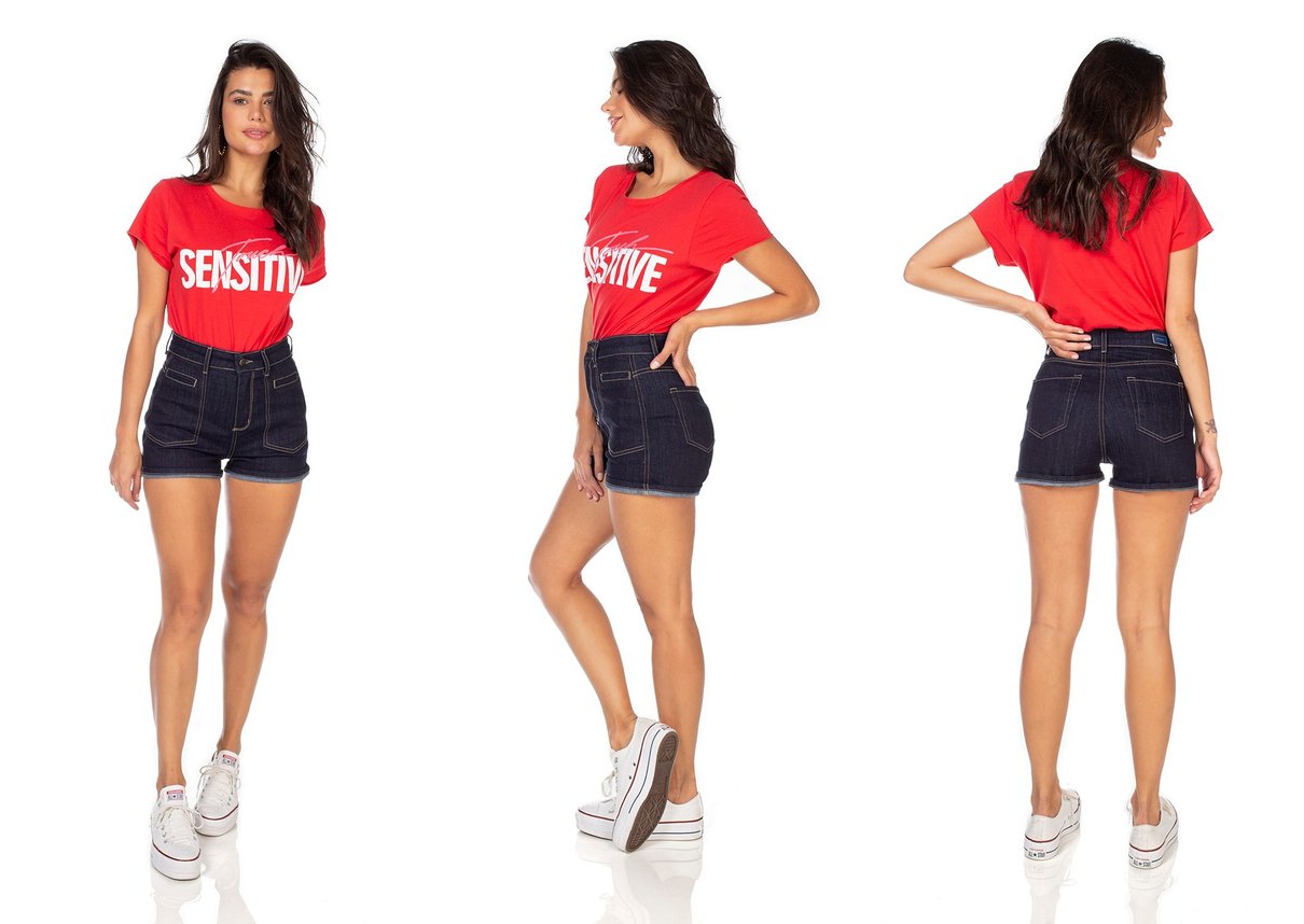 dz6380 shorts jeans feminino pin up bolso embutido denim zero tripla