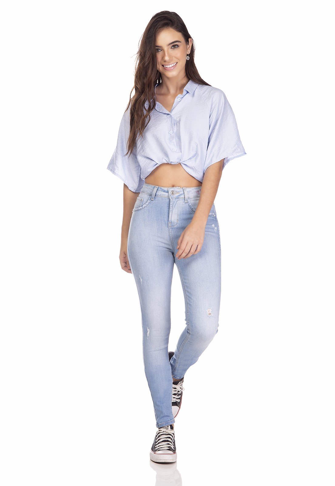 dz3253 calca jeans feminina skinny media com estampa denim zero frente