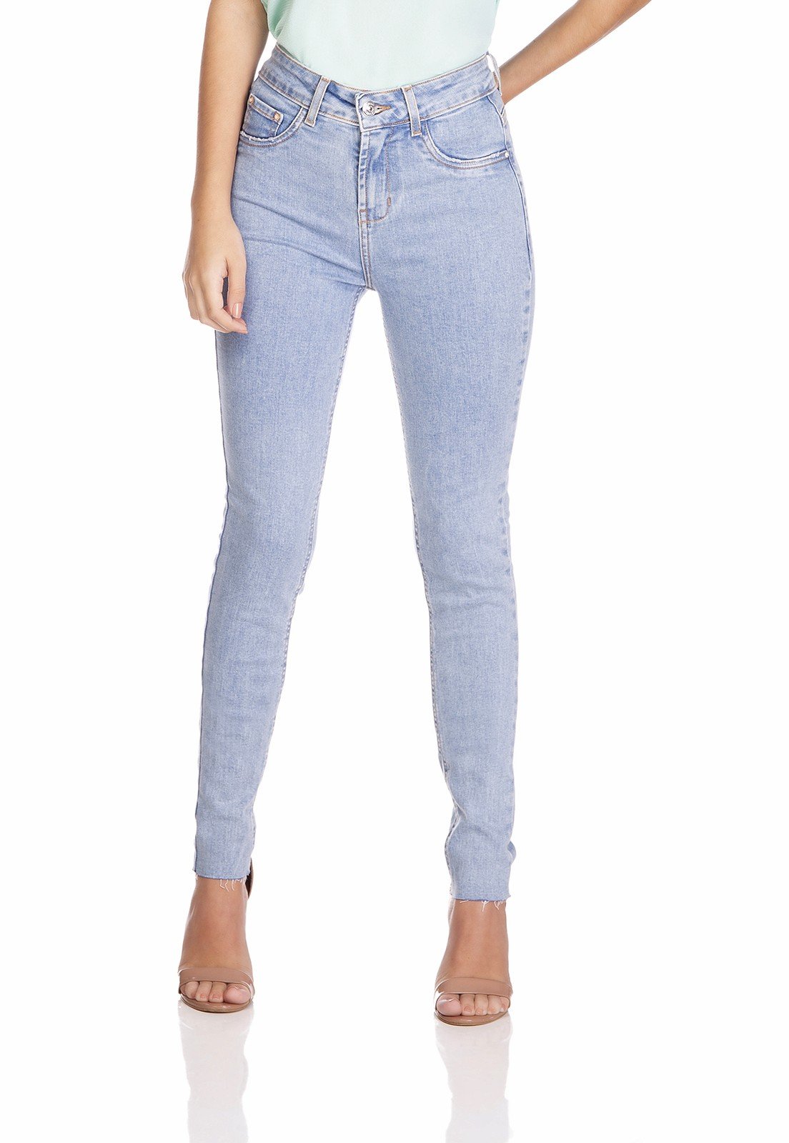 dz3255 calca jeans feminina skinny media cigarrete denim zero frente prox