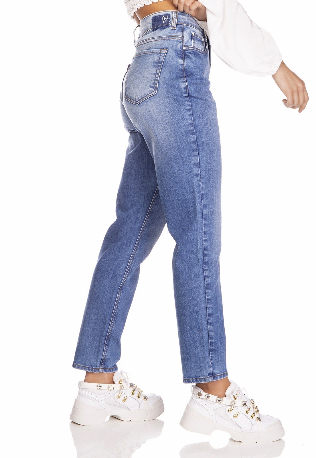 dz3260 calca jeans feminina mom fit denim zero lado prox
