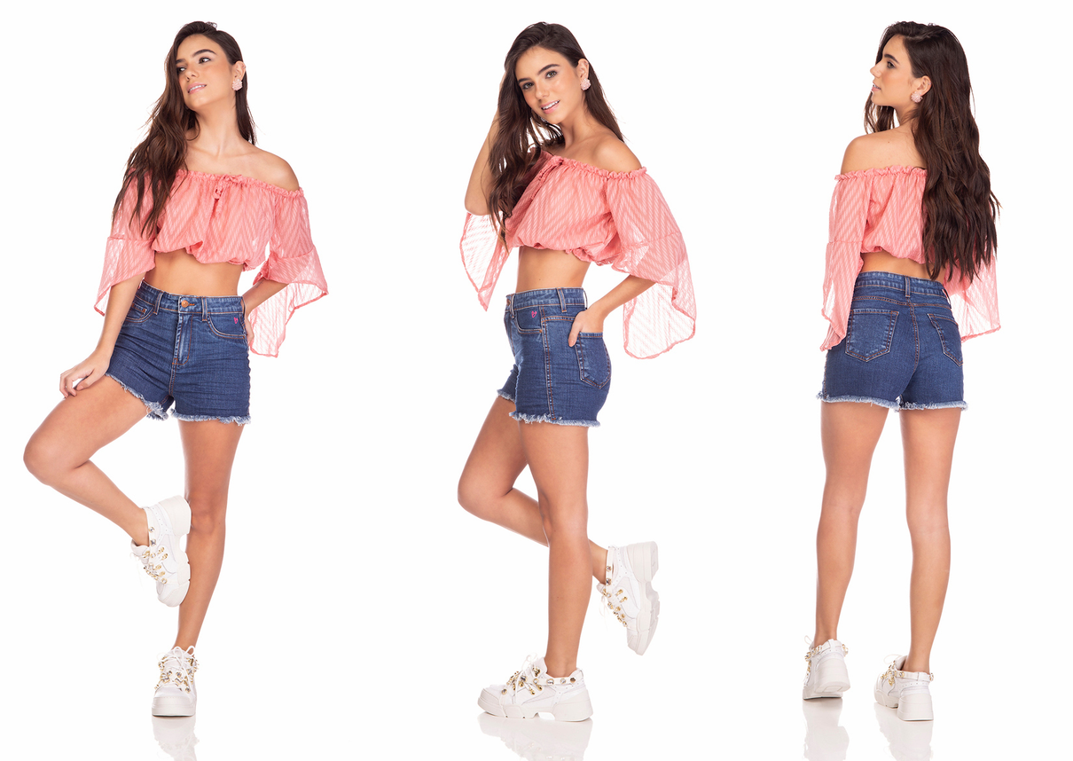 dz6378 shorts jeans feminino pin up estampa rosa neon denim zero tripla
