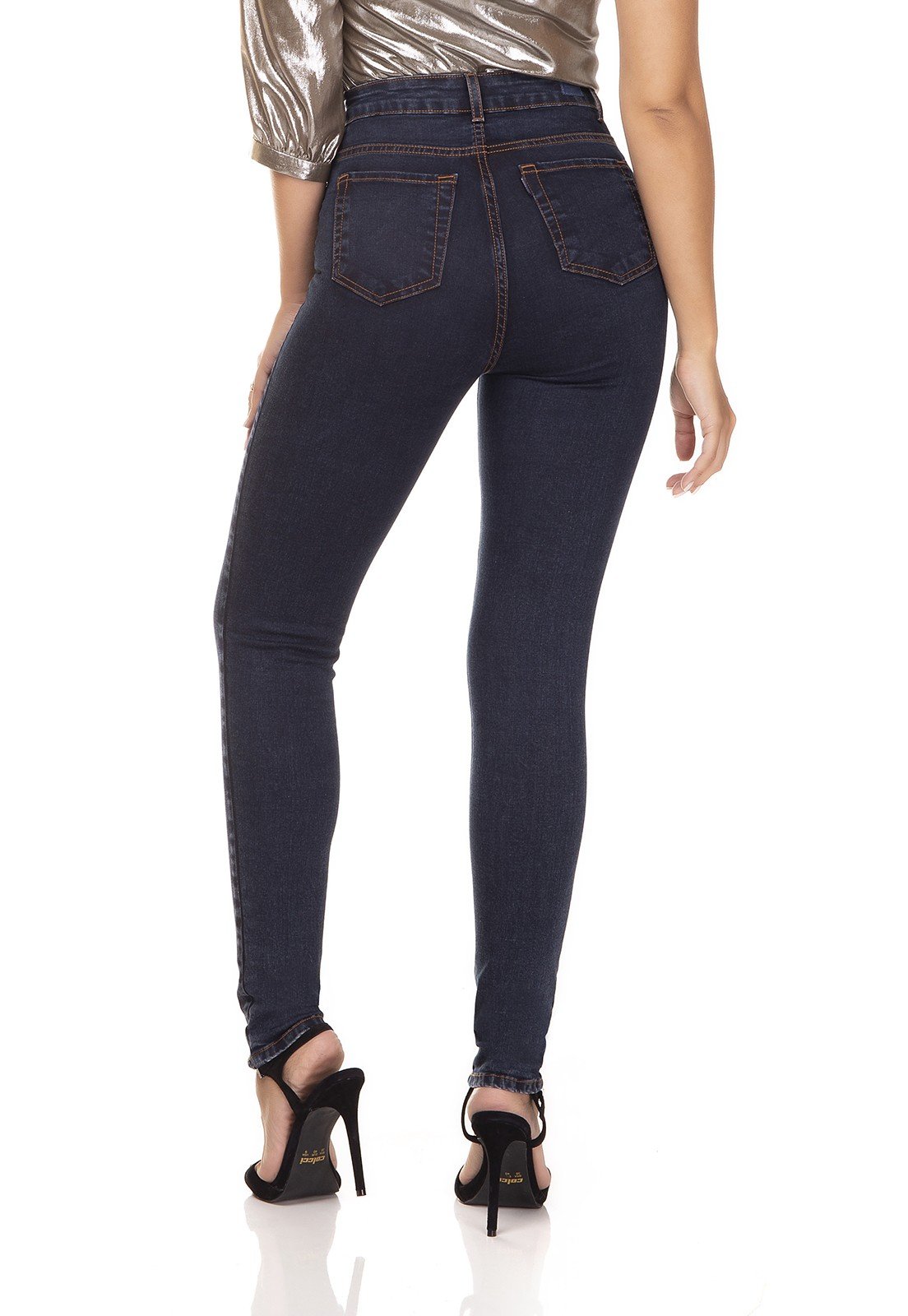 dz3287 calca jeans feminina skinny hot pants com botoes denim zero costas prox