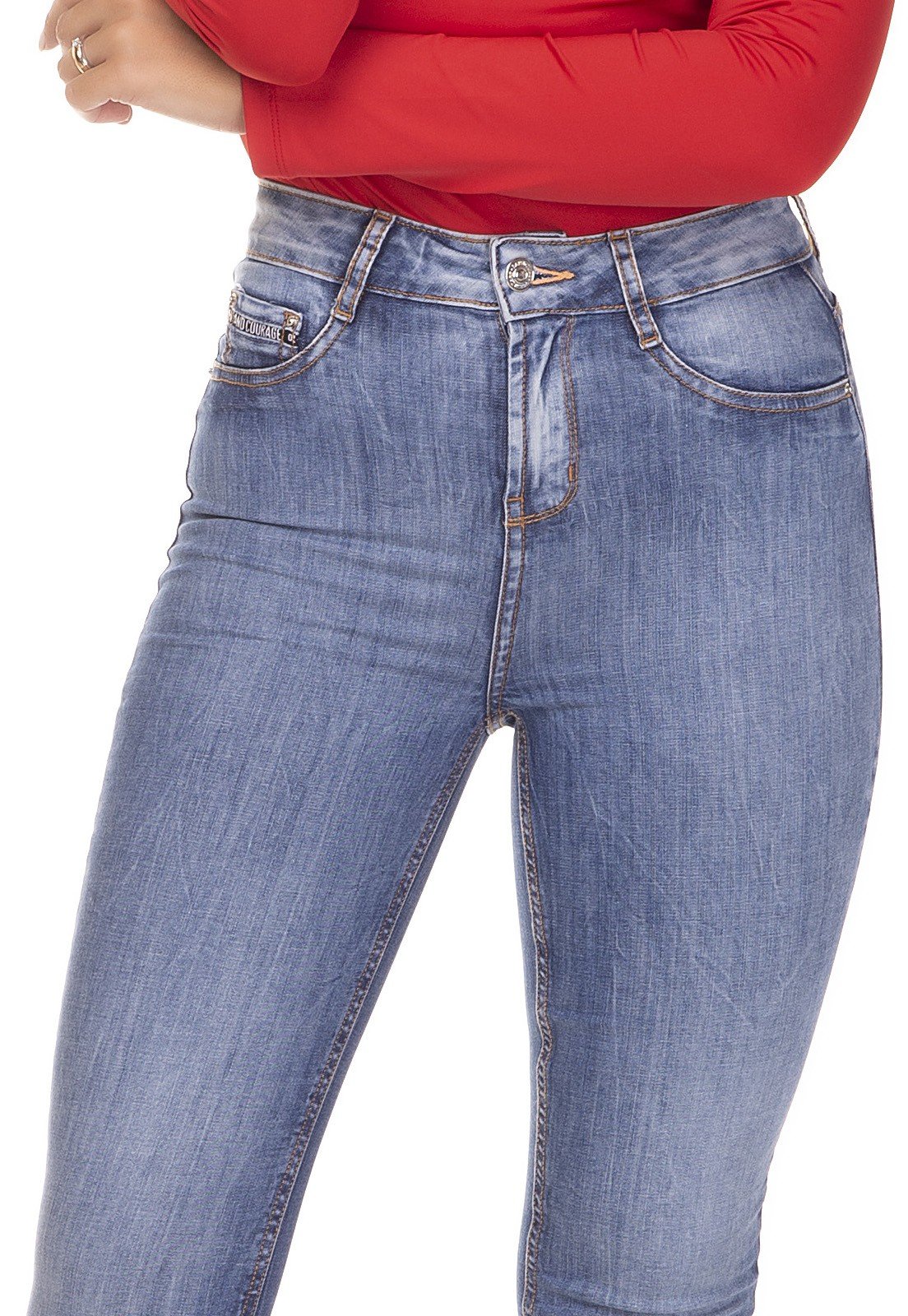 dz3235 calca jeans skinny media cigarrete barra dupla denim zero frente detalhe