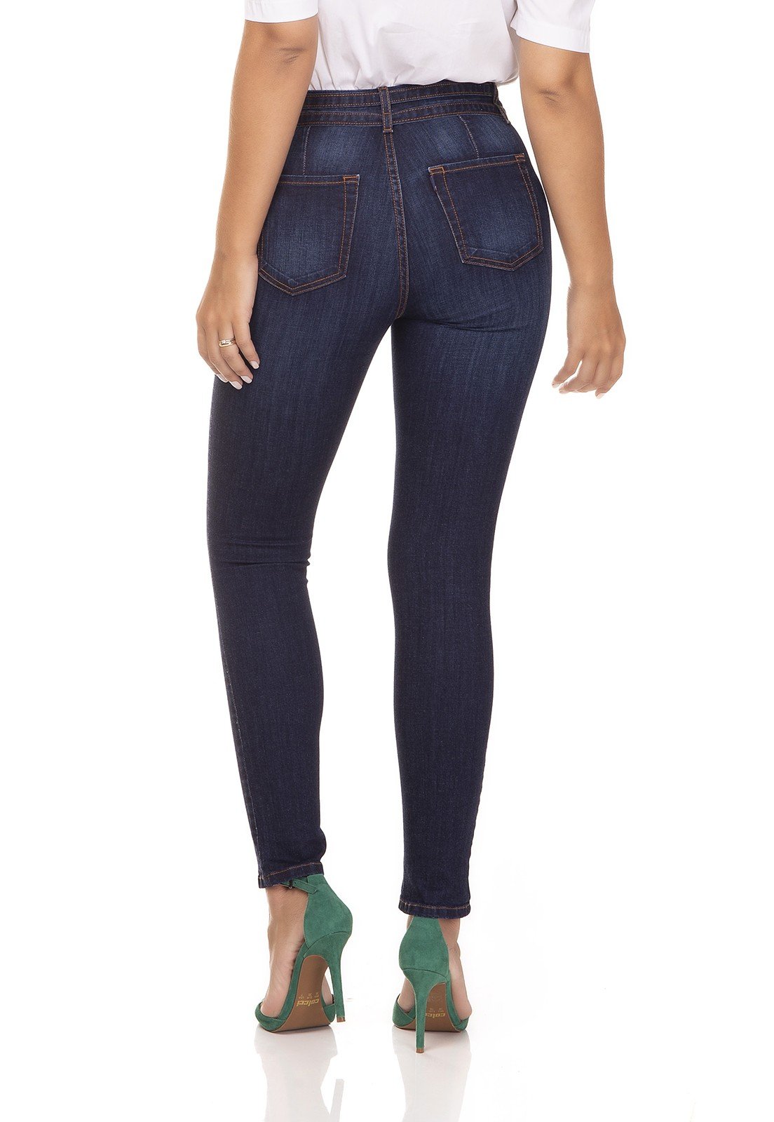 dz3283 calca jeans skinny media com cinto duplo denim zero costas prox
