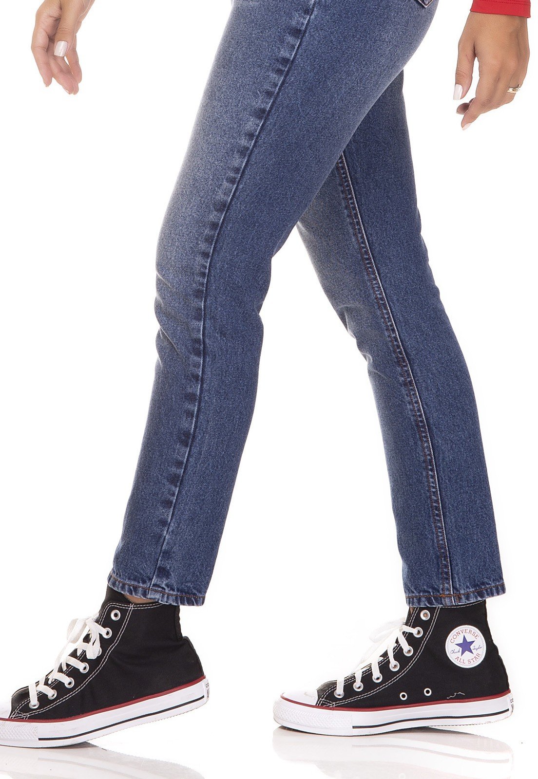 dz3259 calca jeans mom com ziper frontal denim zero lado detalhe