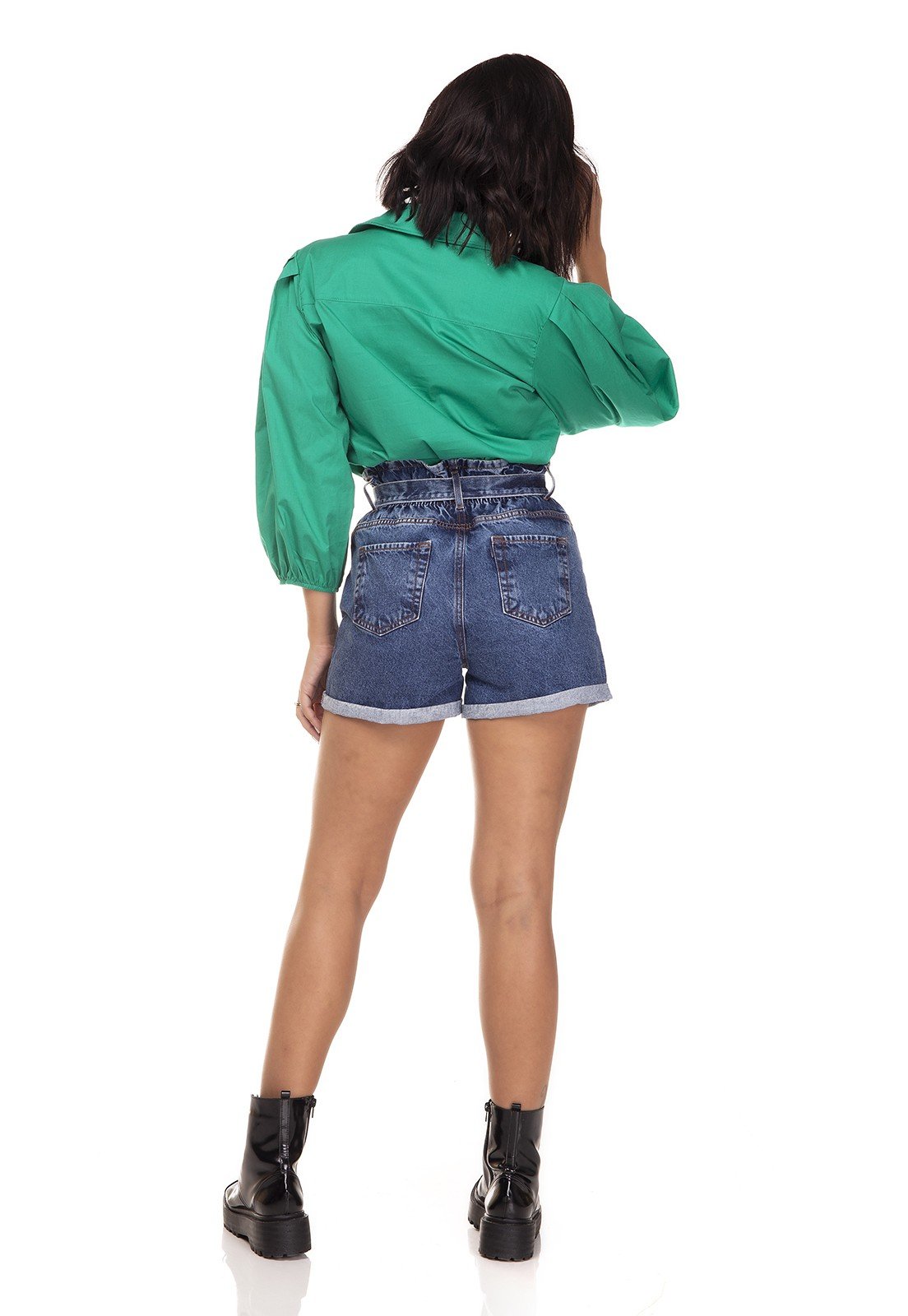 dz6382 shorts jeans mom clochard barra dobrada denim zero costas