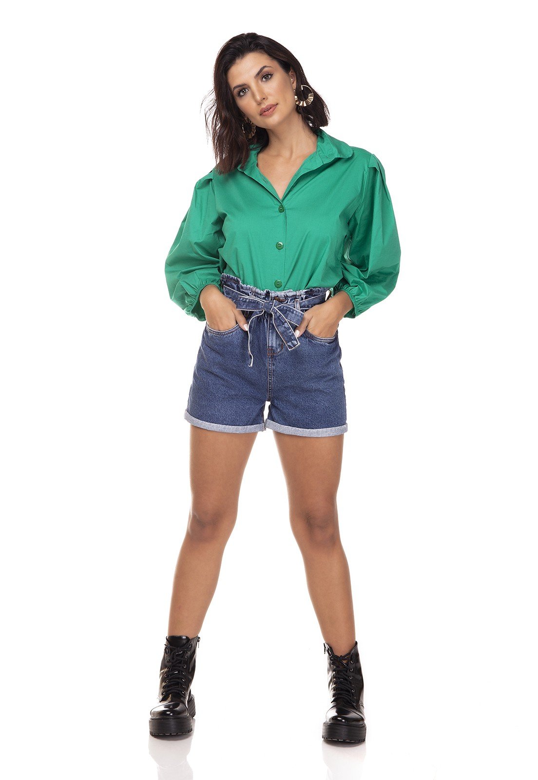 dz6382 shorts jeans mom clochard barra dobrada denim zero frente