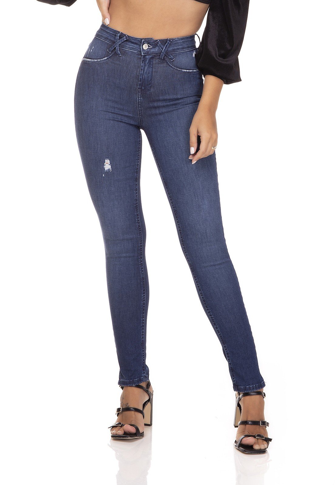 dz3284 calca jeans skinny media cigarrete fenda na barra denim zero frente prox
