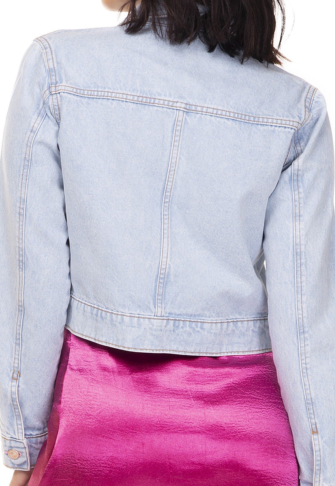 dz9104 jaqueta jeans feminina cropped denim zero costas detalhe