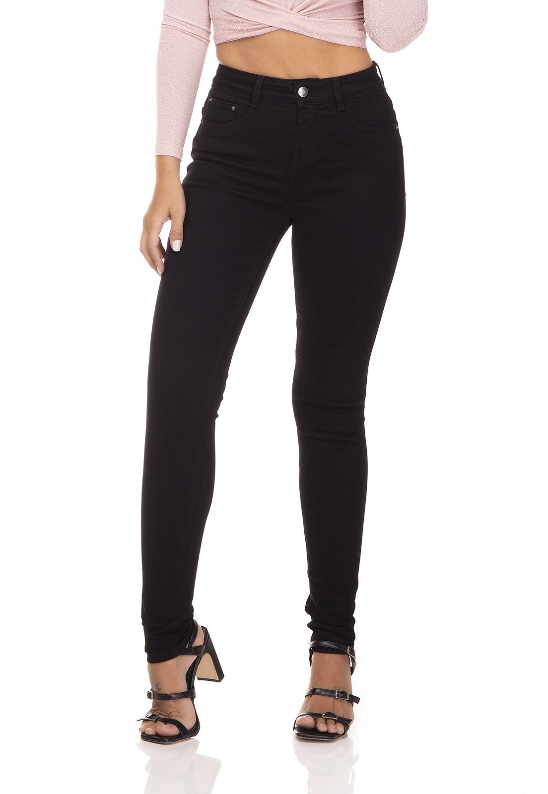 dz3304 calca jeans skinny media black and white preto denim zero frente prox