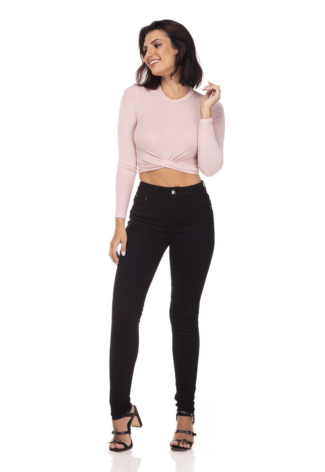 dz3304 calca jeans skinny media black and white preto denim zero frente