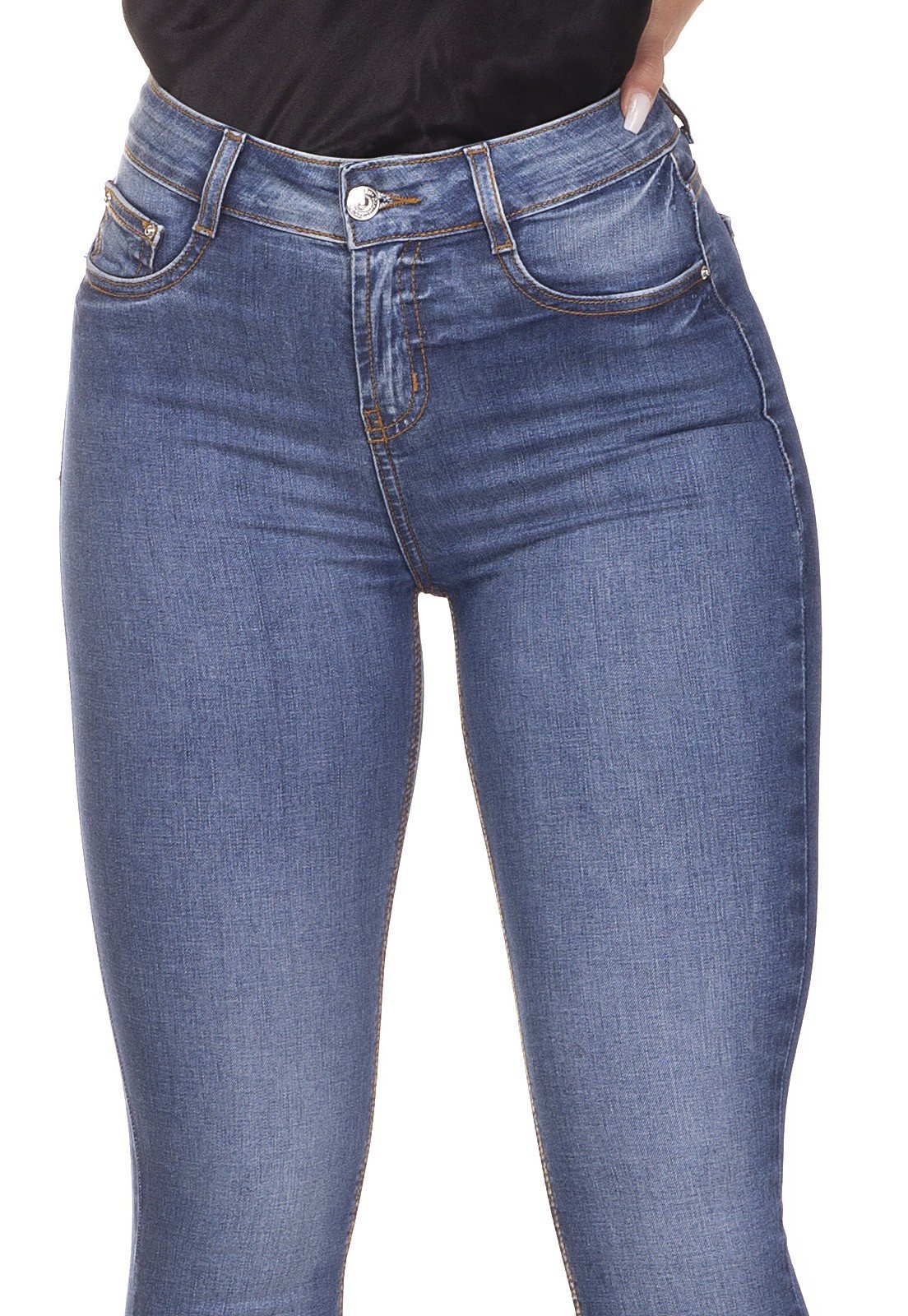 dz3252 calca jeans skinny media barra irregular denim zero frente detalhe