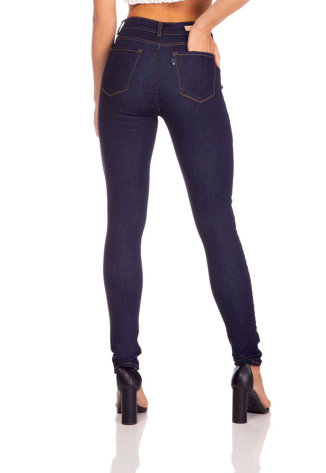 dz3263 calca jeans feminina skinny media basica denim zero costas prox