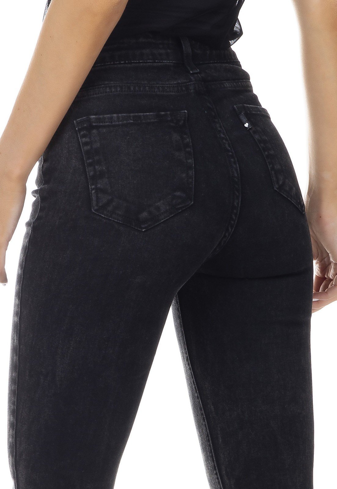 dz3340 calca jeans feminina skinny media com botoes denim zero costas detalhe