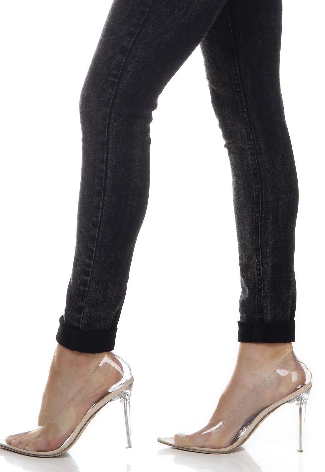 dz3340 calca jeans feminina skinny media com botoes denim zero lado detalhe