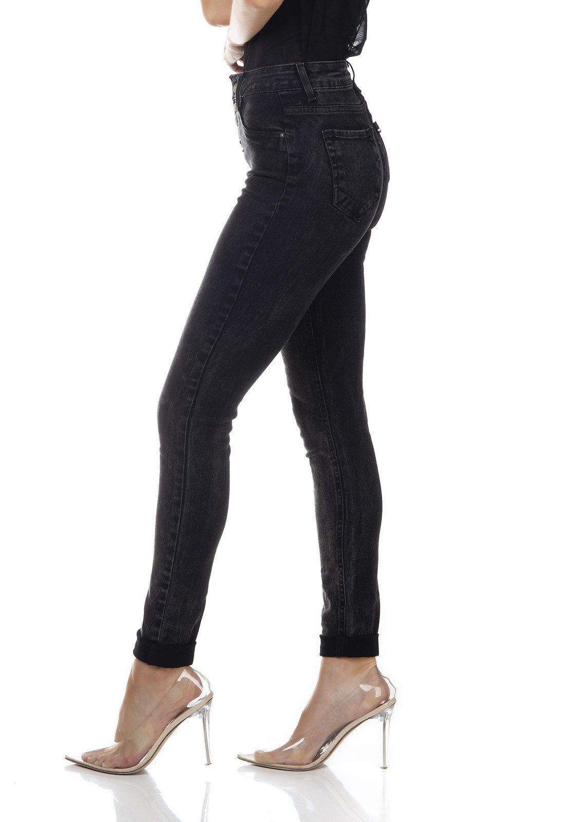 dz3340 calca jeans feminina skinny media com botoes denim zero lado prox