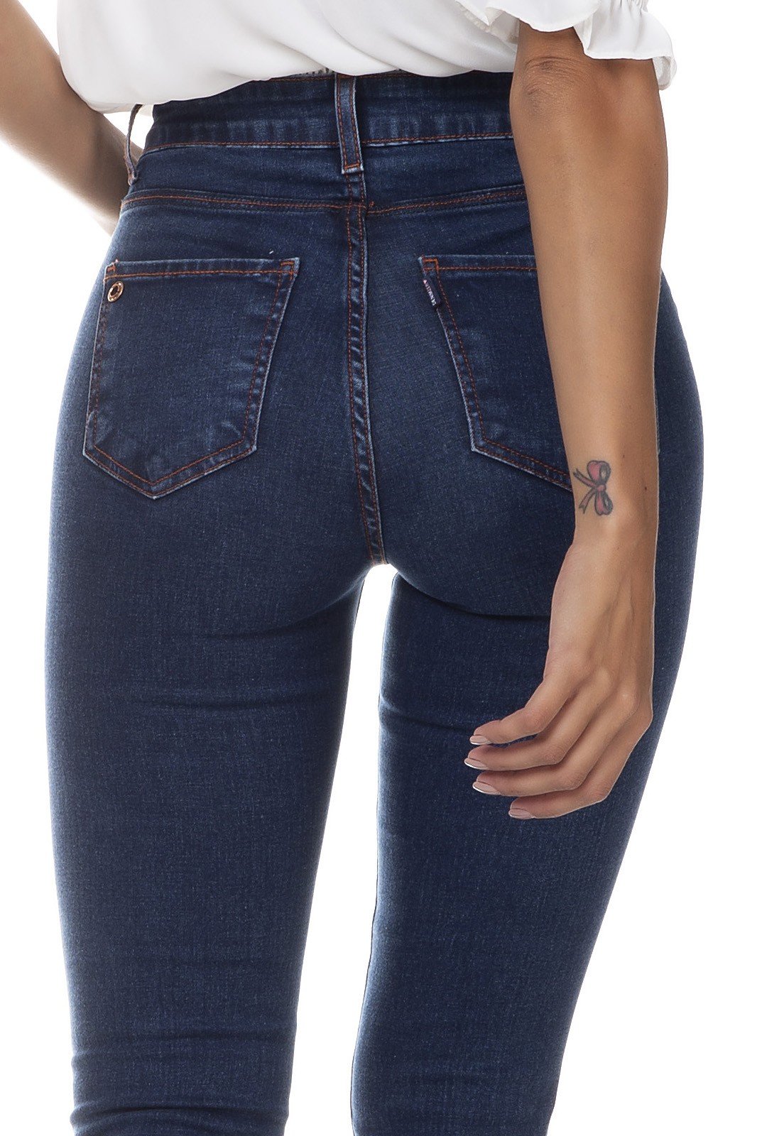 dz3317 calca jeans feminina skinny media cigarrete bolsos embutidos denim zero costas detalhe