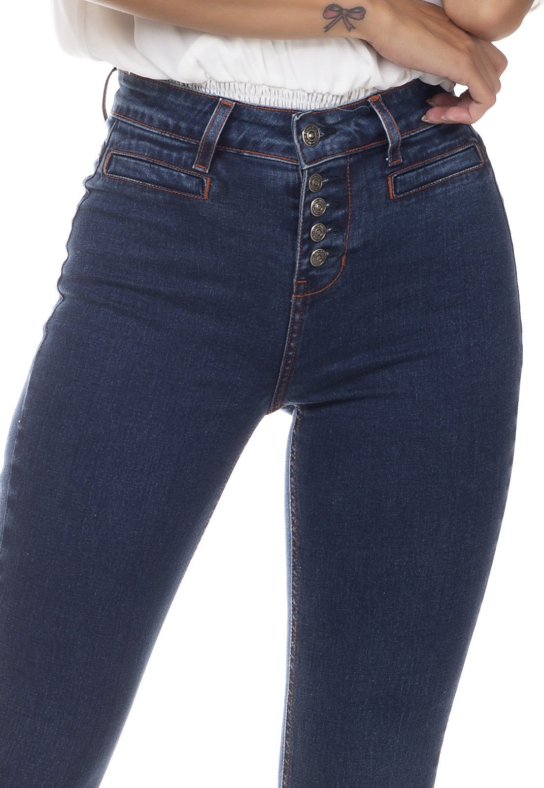 dz3317 calca jeans feminina skinny media cigarrete bolsos embutidos denim zero frente detalhe