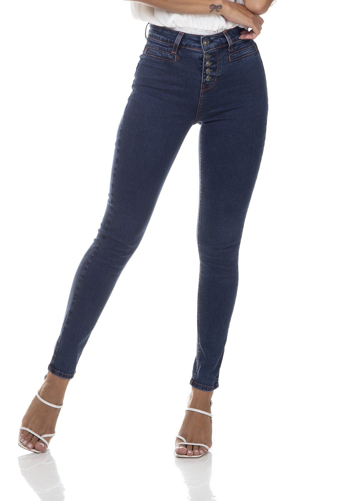 dz3317 calca jeans feminina skinny media cigarrete bolsos embutidos denim zero frente prox