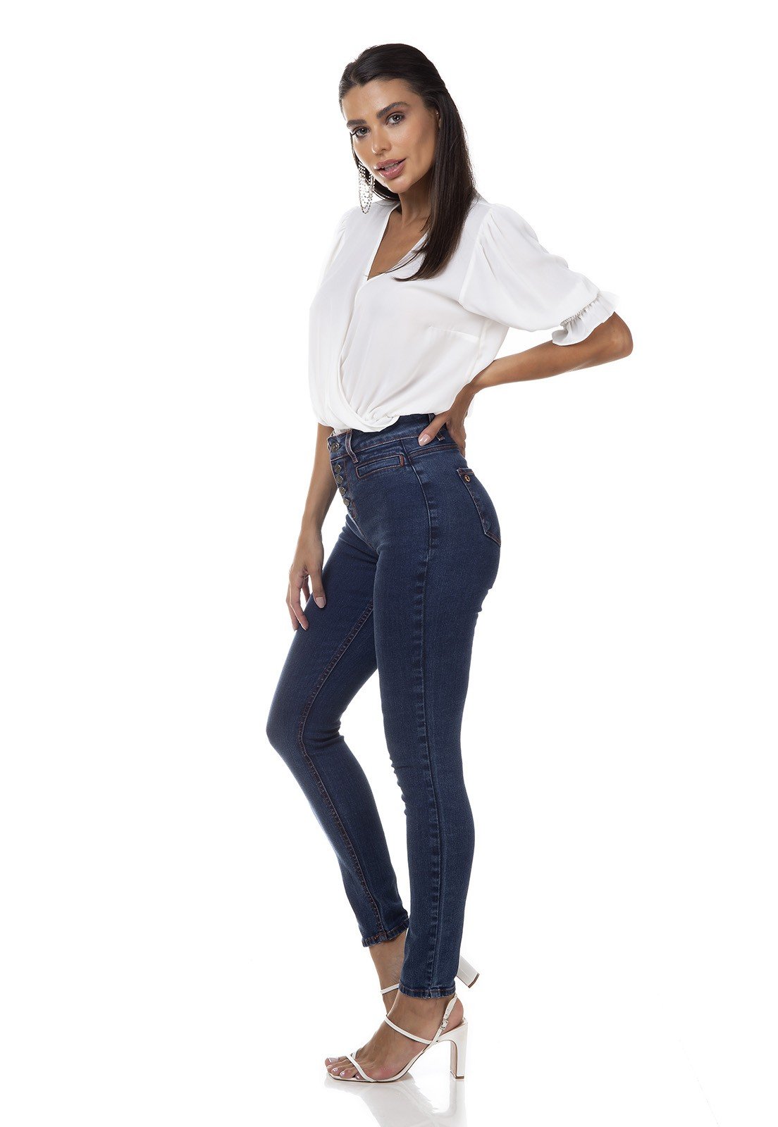 dz3317 calca jeans feminina skinny media cigarrete bolsos embutidos denim zero lado