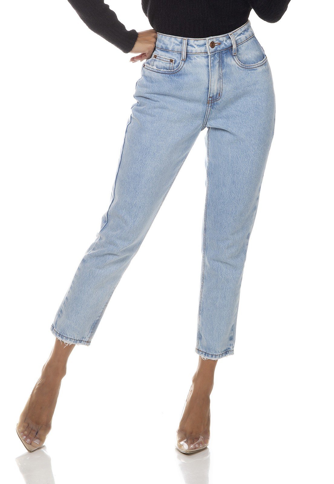 dz3349 calca jeans feminina mom cropped denim zero frente prox