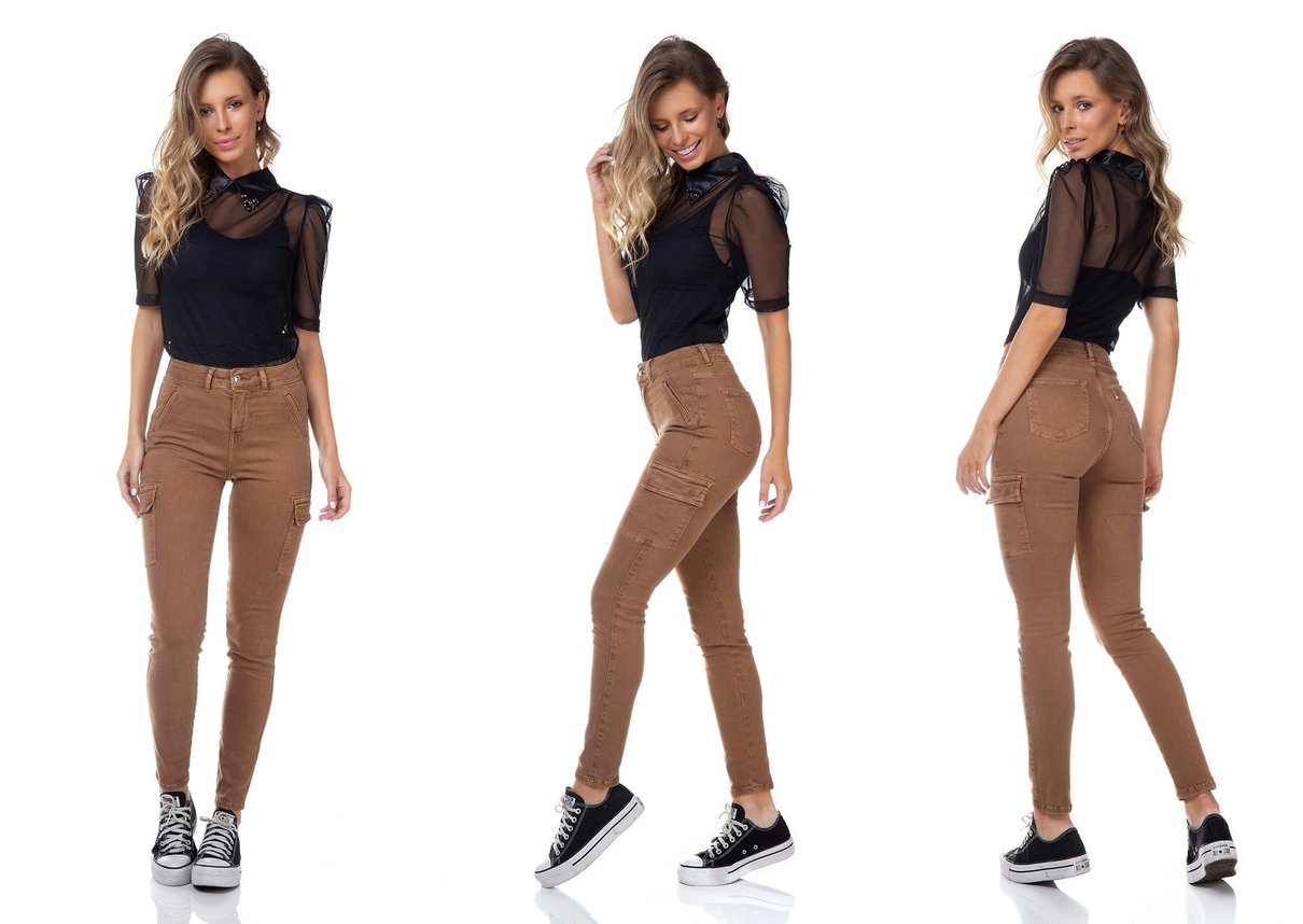 dz3345 calca jeans feminina skinny media cigarrete bolsos laterais denim zero tripla