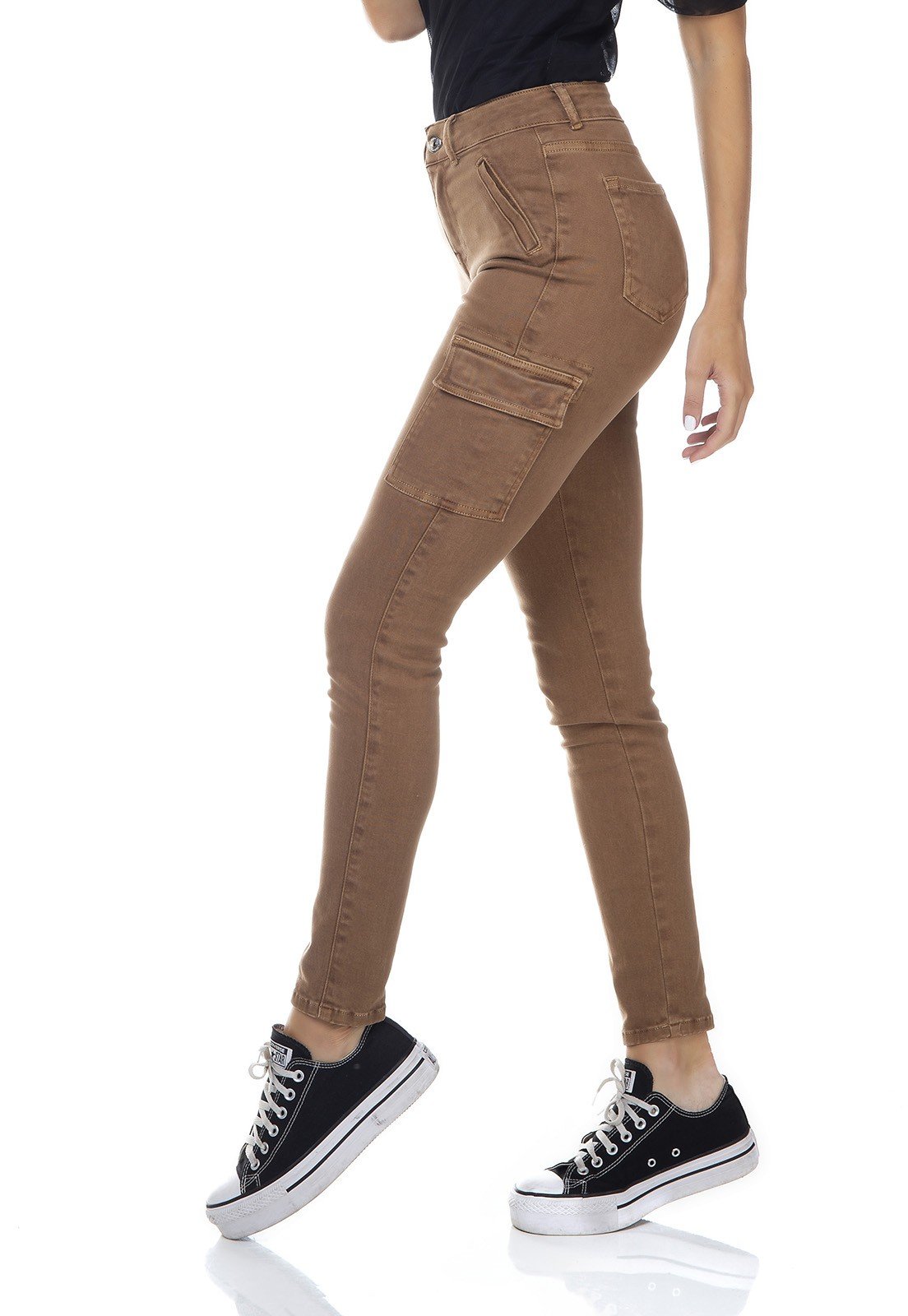 dz3345 calca jeans feminina skinny media cigarrete bolsos laterais denim zero lado prox