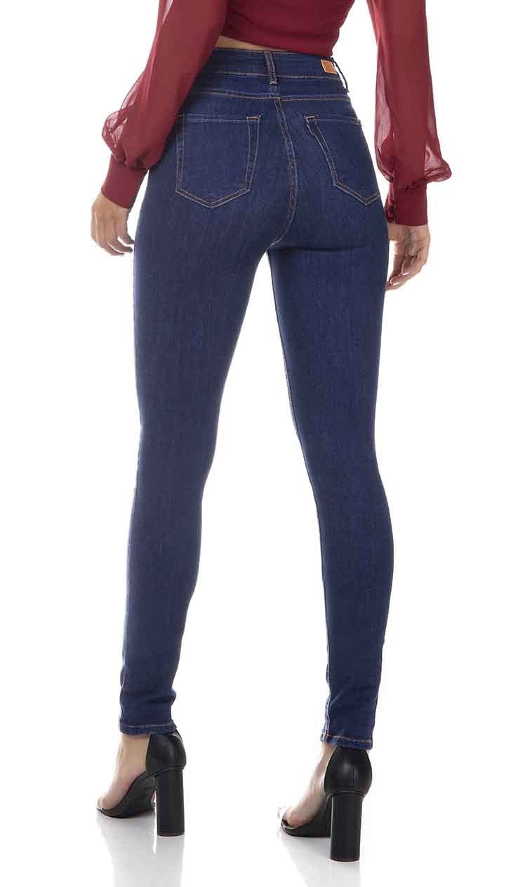 dz3347 calca jeans feminina skinny media tradicional denim zero costas prox