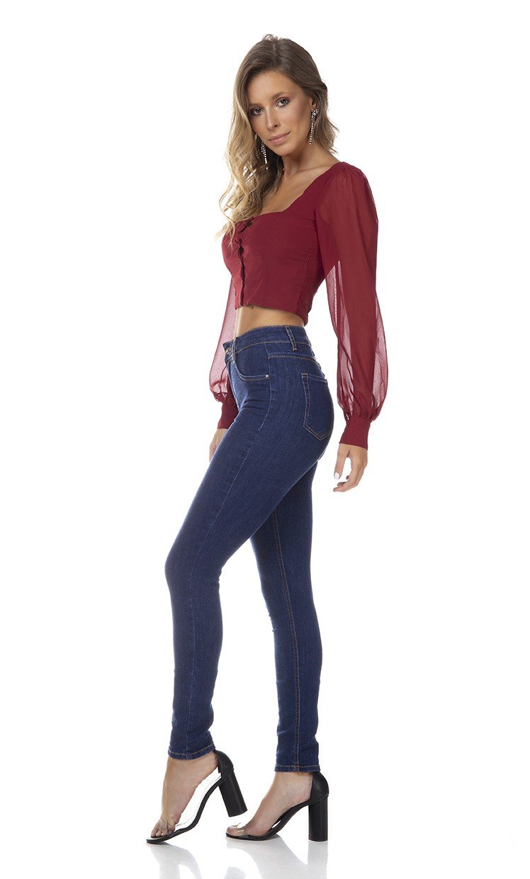 dz3347 calca jeans feminina skinny media tradicional denim zero lado