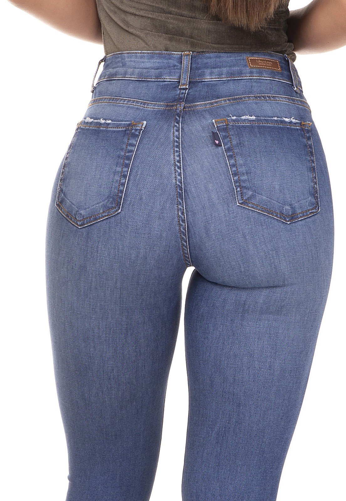 dz3289 calca jeans skinny media cigarrete rasgo no joelho denim zero costas detalhe