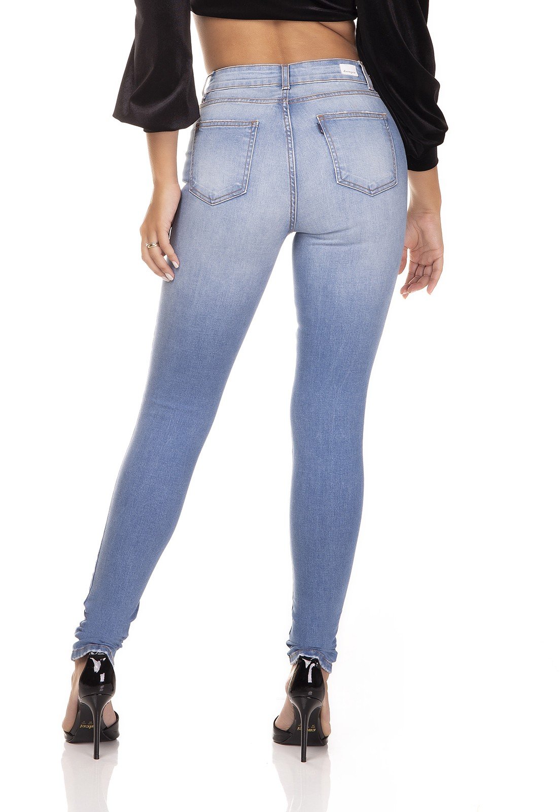dz3290 calca jeans skinny media com puidos denim zero costas prox