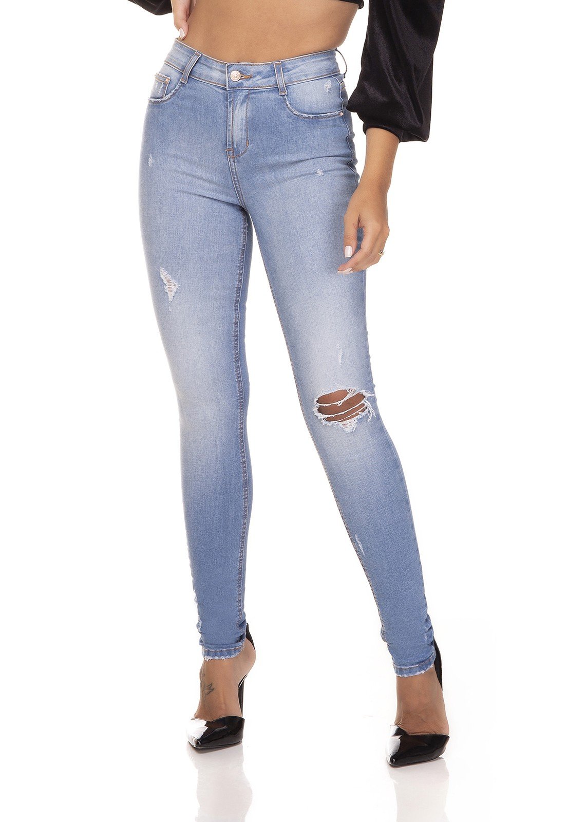 dz3290 calca jeans skinny media com puidos denim zero frente prox