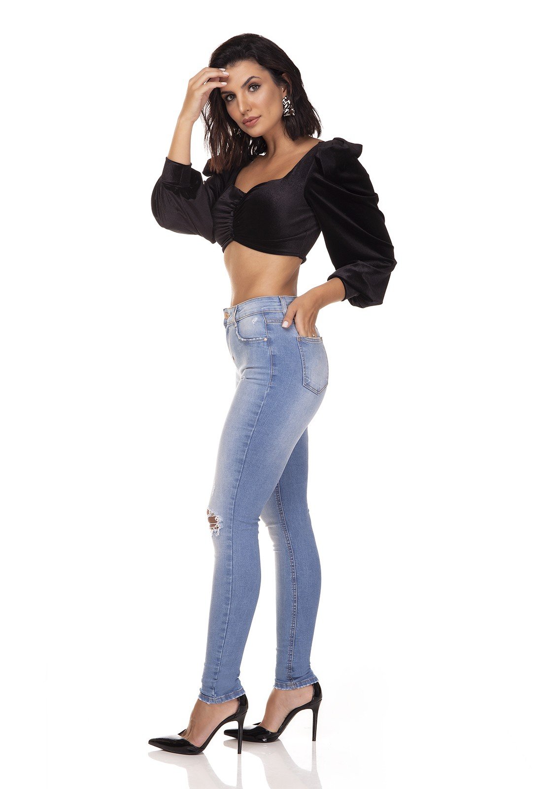 dz3290 calca jeans skinny media com puidos denim zero lado