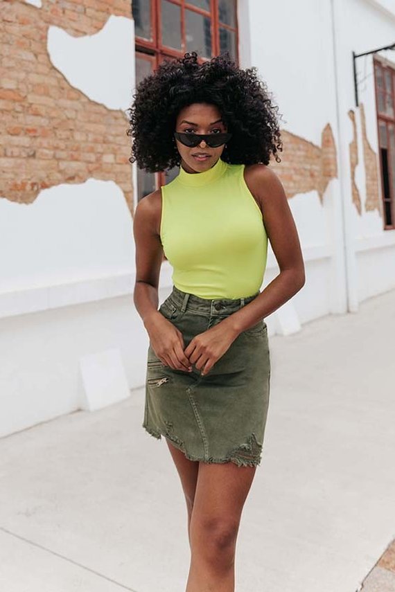 Saia Jeans Feminina Regular Colorida - DZ+1048