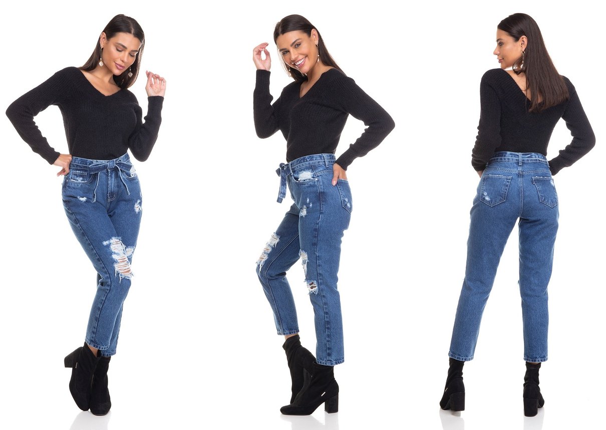 dz3390 calca jeans feminina mom cropped com cinto denim zero tripla