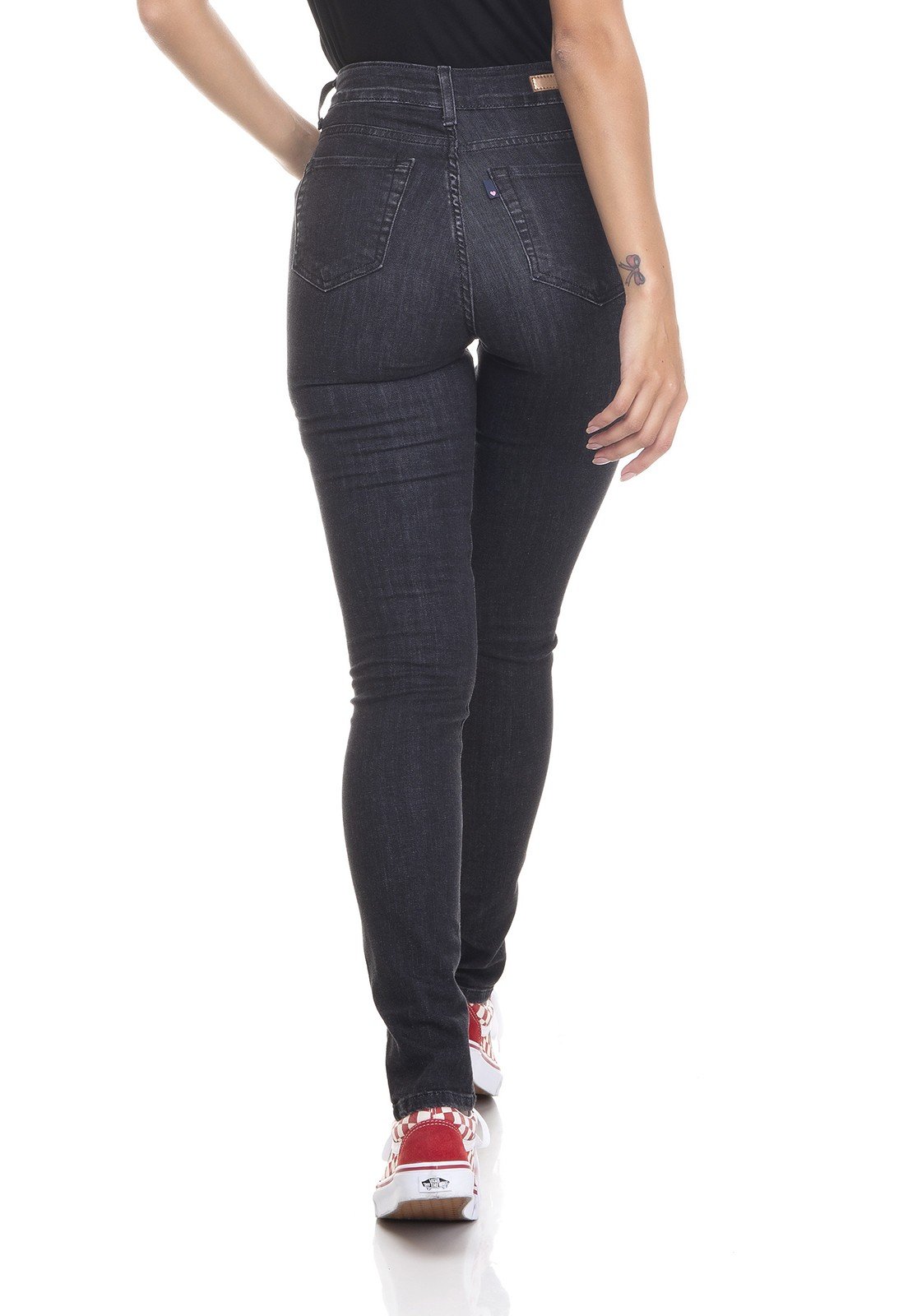 dz3374 calca jeans feminina skinny media bolsos com ziper denim zero costas prox
